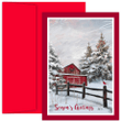 Box of 18 Winter Barn Rustic Themed Holiday Christmas Cards