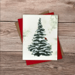 12 note card gift set - watercolor winter woodland cardinal on evergreen tree set - luxury high end holiday Christmas cards