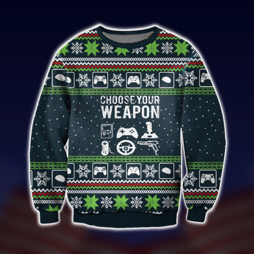 Choose Your Weapon Gamers Ugly Christmas Sweater