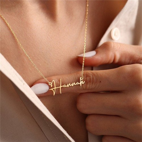 Hannah- Gold Name Necklace - Personalized Jewellery - Free Gift Box & Bag - Pendants Italic Christmas