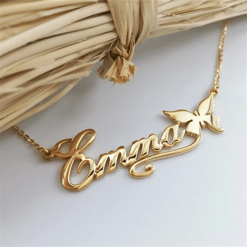 Emma - Gold Name Necklace - Personalized Jewellery - Free Gift Box & Bag - Pendants Italic Christmas