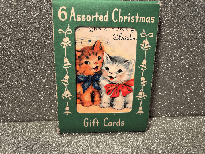 Vintage 1940's Package of Gift cards 6 Booklet Glitter Cards Unused Pristine Holiday Greetings for Gifts Paper Decorations darling images