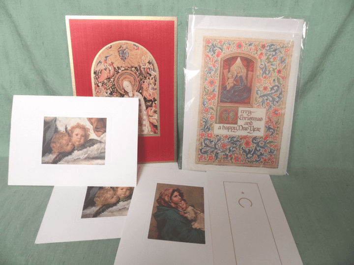6 unused Christmas Cards with religious theme / quality holiday card lot /  Schurman Sak's