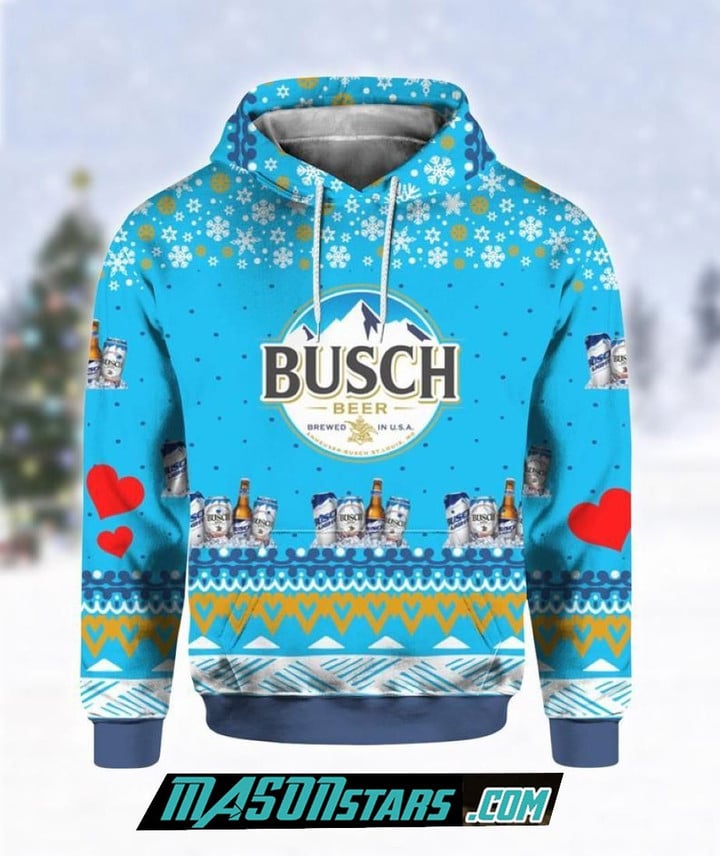 Busch Beer Christmas Pullover Hoodie