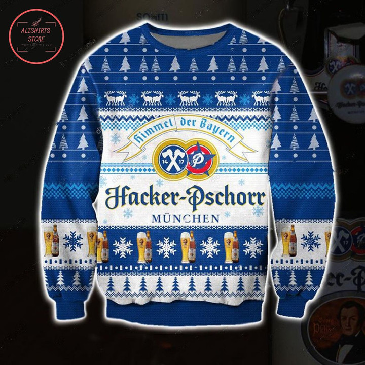 Hacker Pschorr Beer Ugly Christmas Sweater