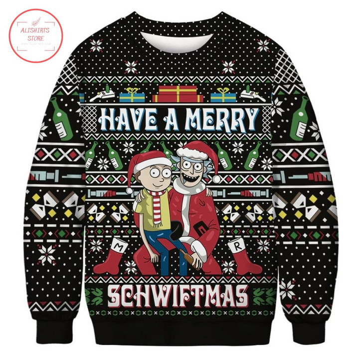 Rick And Morty Merry Schwiftmas Ugly Christmas Sweater
