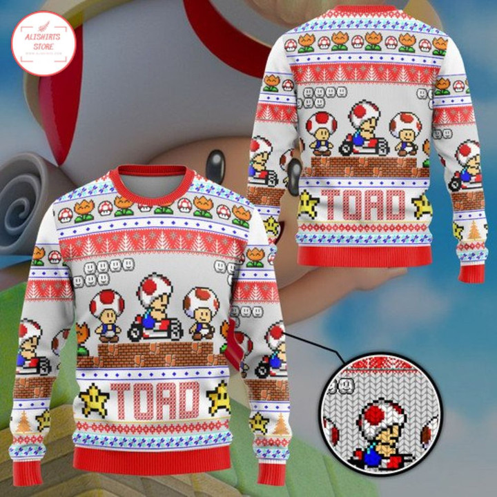 Super Mario Toad Race Christmas Ugly Sweater