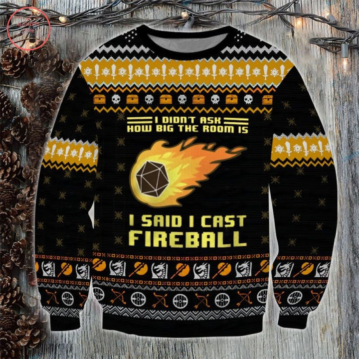 Dungeons and Dragons I Cast Fireball Ugly Christmas Sweater - Diosweater
