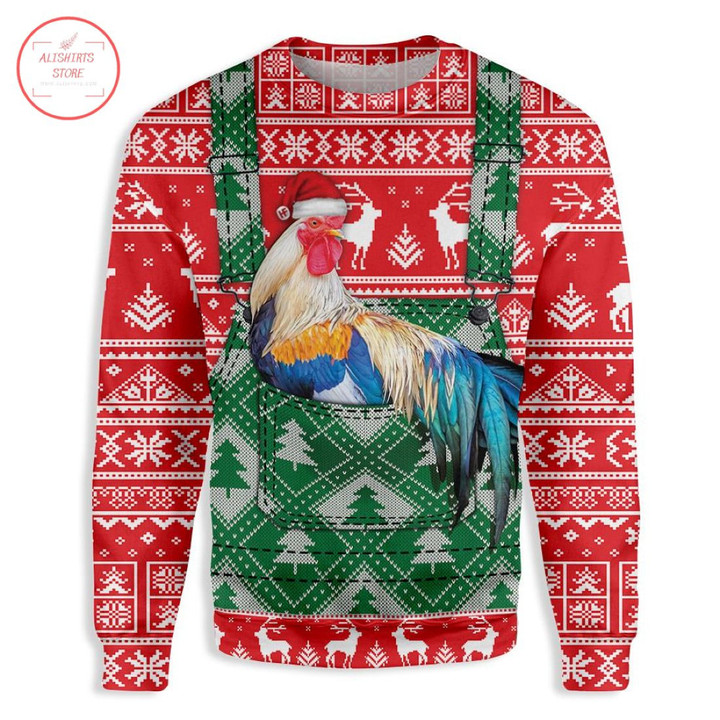Rooster Pattern Christmas Sweater - Diosweater