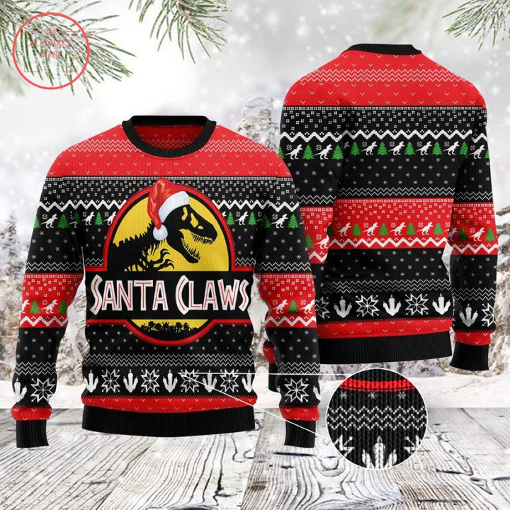 Santa Claws Trex Ugly Christmas Sweater - Diosweater