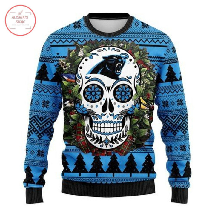 Nfl Carolina Panthers Skull Christmas Sweater - Diosweater