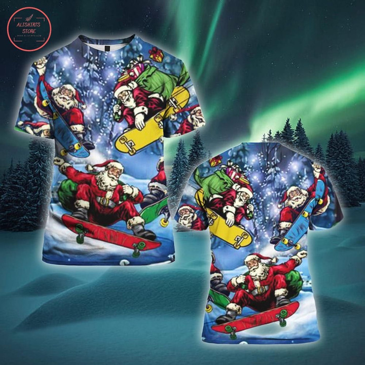 Santa Ride Skateboard Christmas Shirt and Hoodie - Diosweater