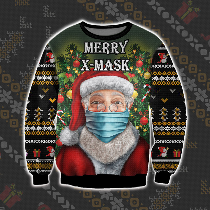Merry X-Mask Santa Claus Ugly Christmas Sweater