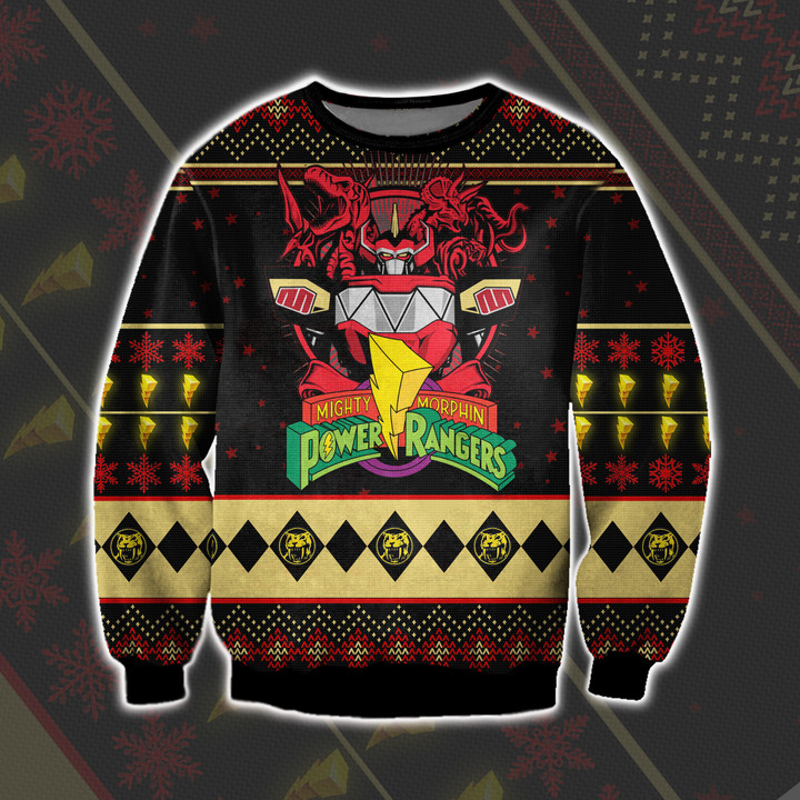 Megazord and Yellow Ranger Mighty Morphin Power Rangers Ugly Christmas Sweater