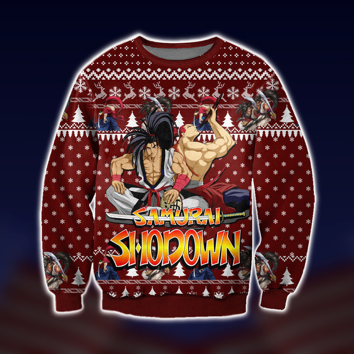 Haomaru And Genjuro Samurai Shodown Ugly Christmas Sweater