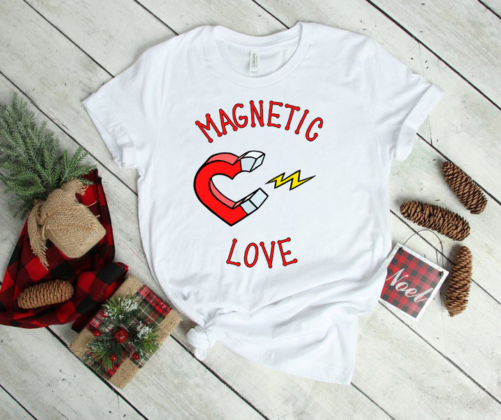 White Magnetic Love 2D Valentine T-Shirt Version 2
