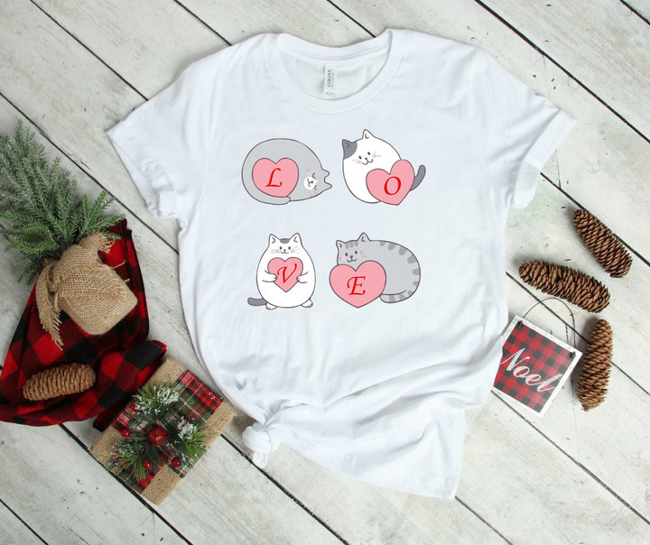 Cat Lovers Valentine 2D T-shirt
