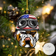 Personalized Bulldog Biker Shaped Ornament