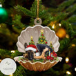 German Shepherd Sleeping Pearl In Christmas Ornament