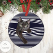 Black Cat 3D Line Circle Ornament
