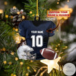 Personalized Rugby Football Love Navy Shaped Ornament