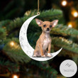 Chihuahua Sit On The Moon Ornament