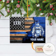 Personalized Name And Number Thin Blue Line Flag Police Ornament