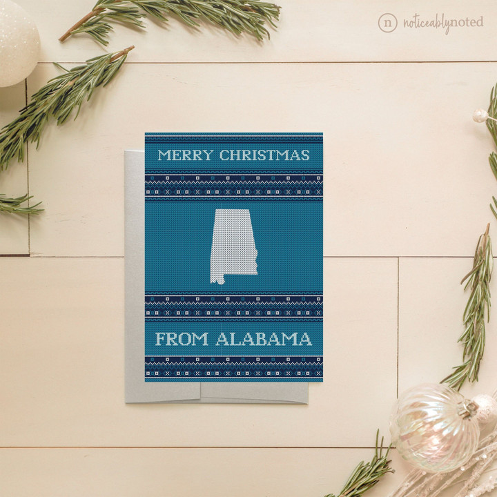 Alabama Christmas Cards - AL Holiday Cards - Christmas Cards Set - Unique Holiday Card - Ugly Sweater - State Holiday Cards Pack - ST4