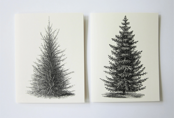 Pine Tree Note Card Set of 10 in White or Light Ivory with Matching Envelopes 5 Images