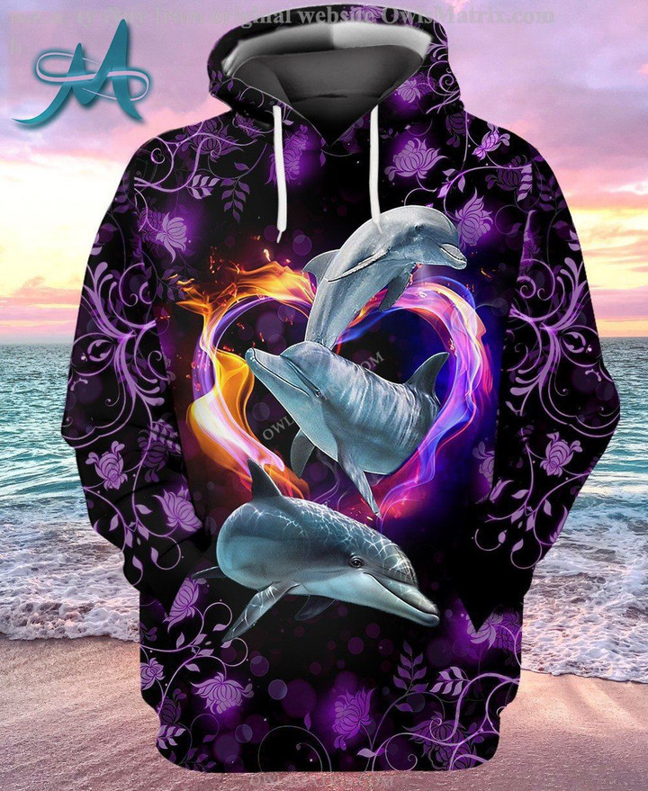 Dolphin With Hearth Pullover Hoodie