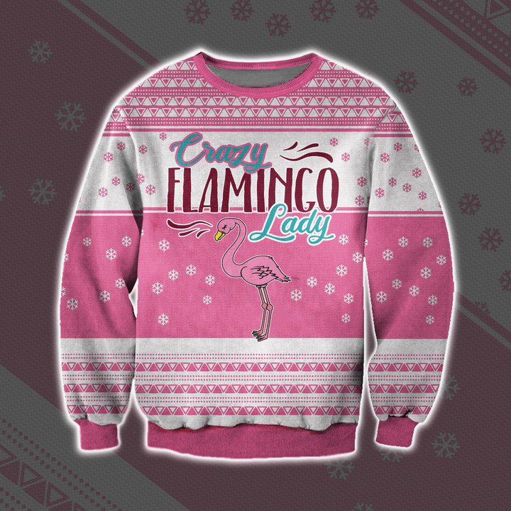 Crazy Flamingo Lady Ugly Christmas Sweater