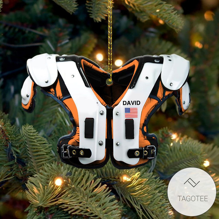 Personalized Orange American Football Shoulder Pads Ornament