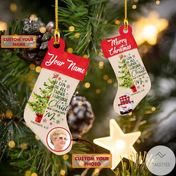 Personalized Red Christmas Stocking Shaped Ornament