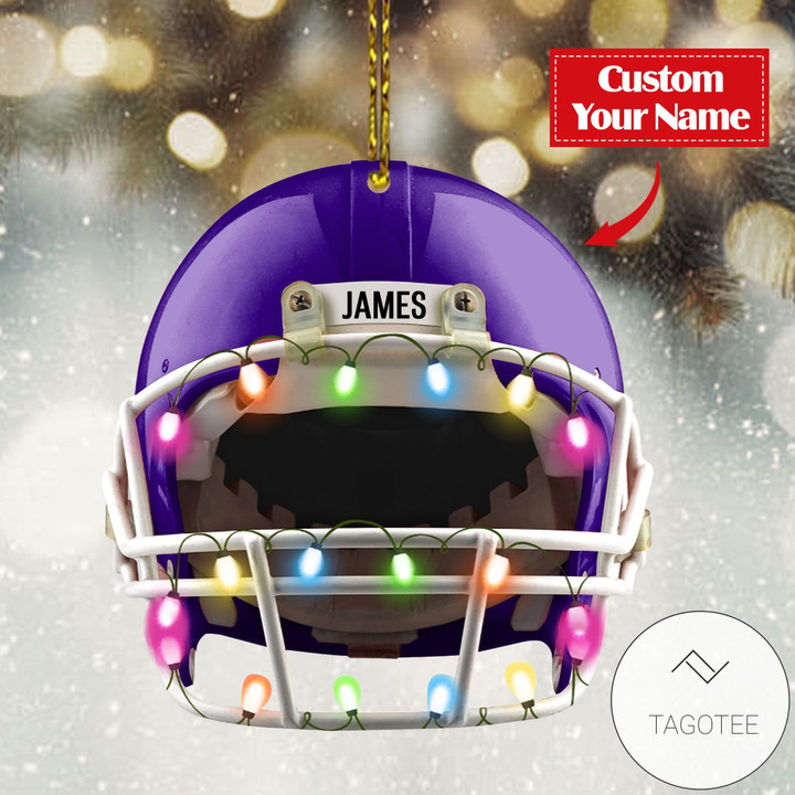 Personalized American Football Helmet Purple Ornament