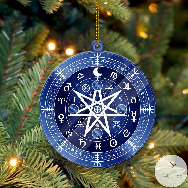 Blue Mandala Rune Acrylic Yule Ornament