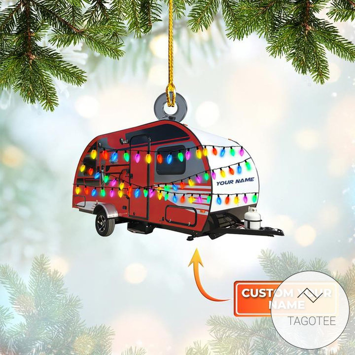 Personalized Vintage Trailer Shaped Ornament