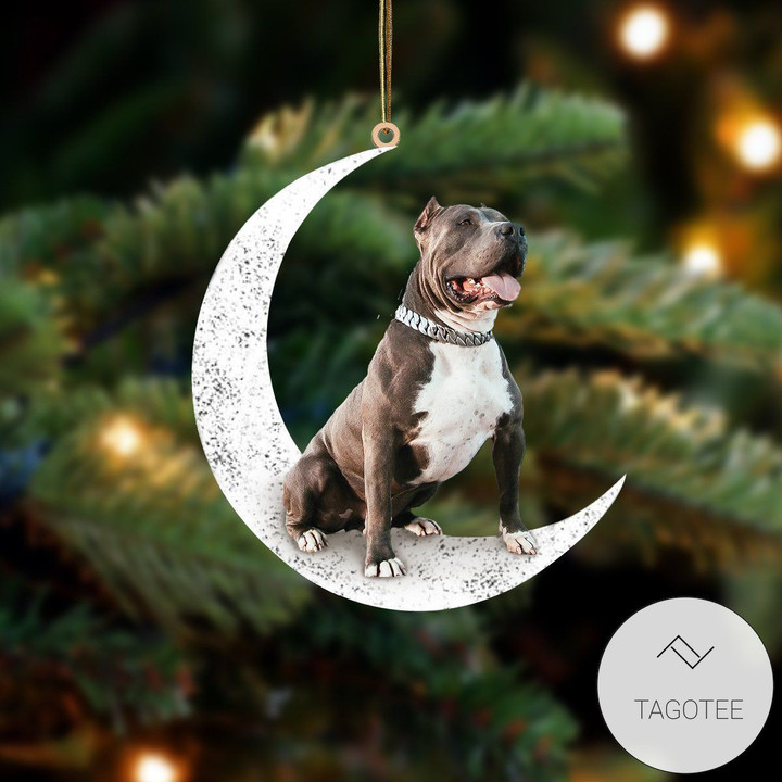 Pitbull  Sit On The Moon Ornament