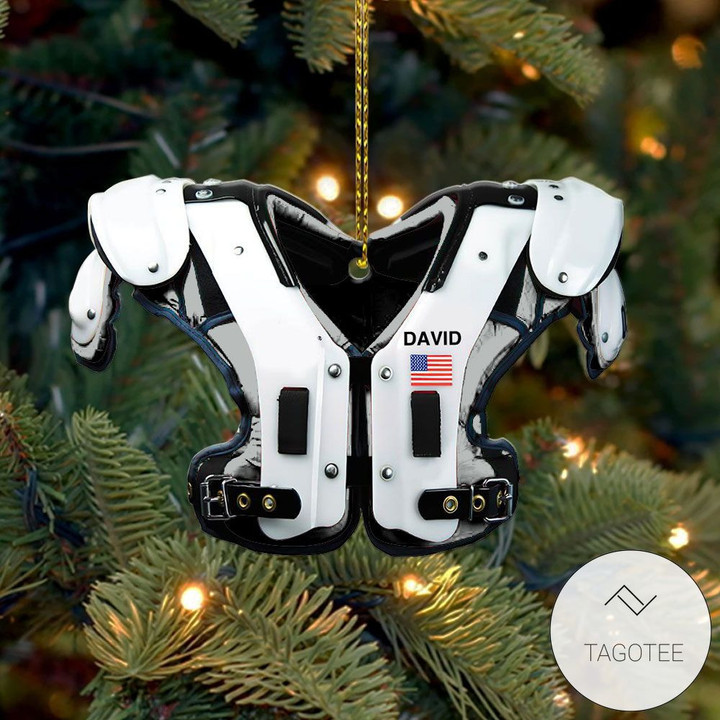 Personalized Grey American Football Shoulder Pads Ornament