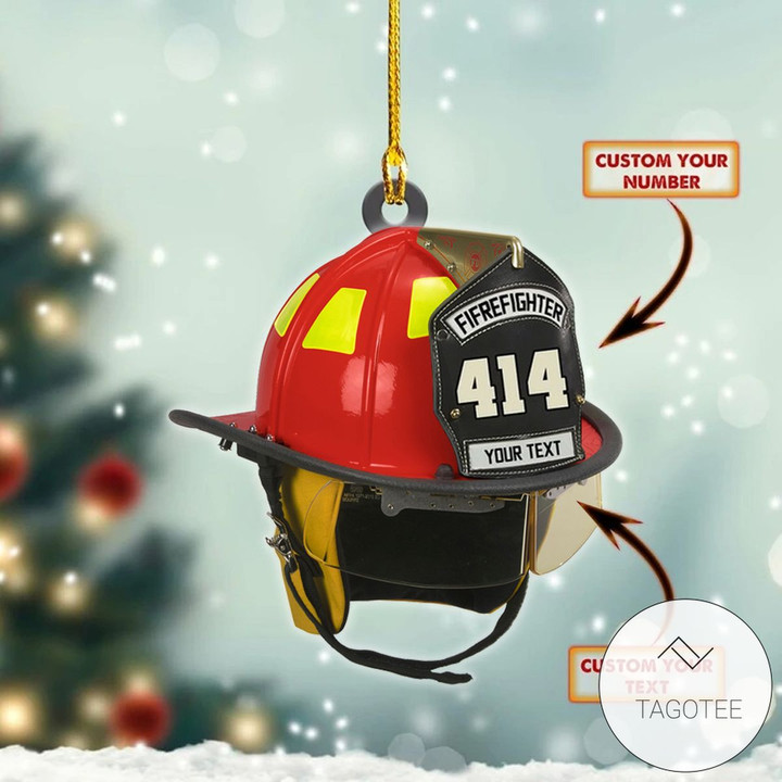 Personalized Firefighter Red Hat Ornament
