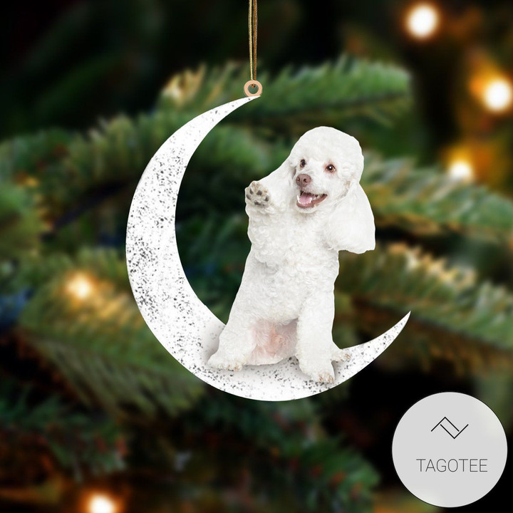 Poodle Sit On The Moon Ornament
