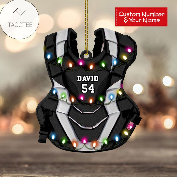 Personalized Baseball Chest Protector Black Ornament