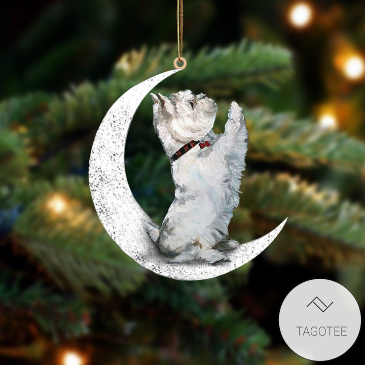 Westie Sit On The Moon Ornament