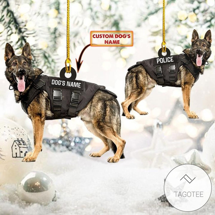 Personalized Name Police Dog Shaped Ornament