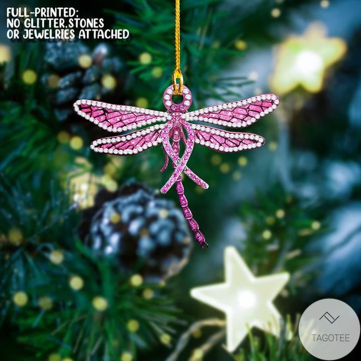 Pink Dragonfly Breast Cancer Awareness Ornament