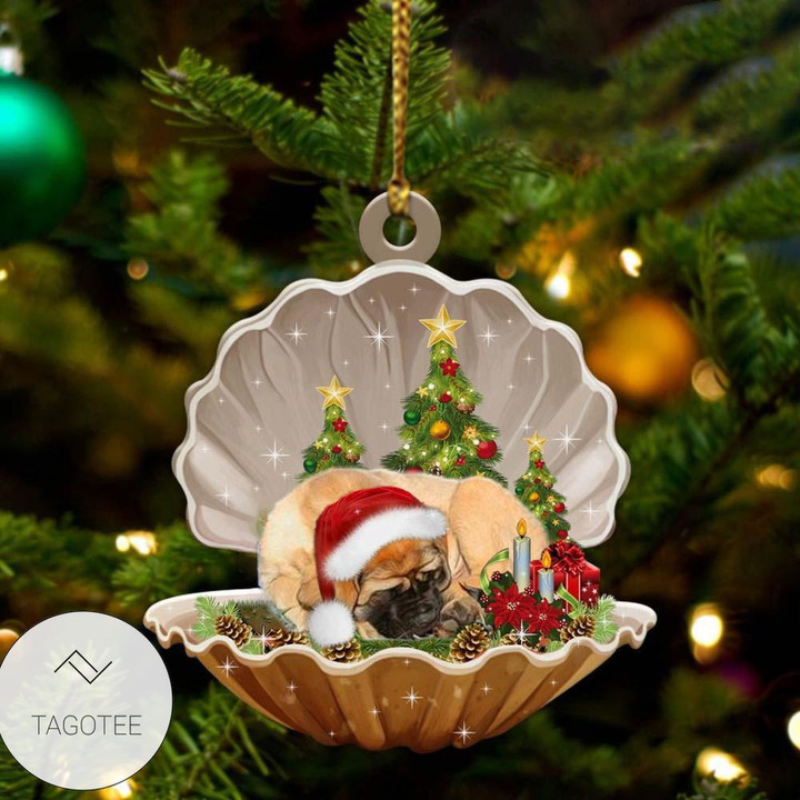 English Mastiff Sleeping Pearl In Christmas Ornament