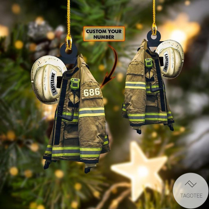 Personalized Firefighter Capitaine White Helmet Shaped Ornament