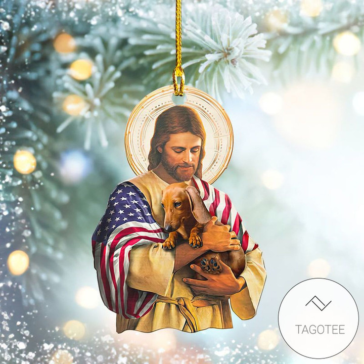 Jesus And Dachshund Shaped Ornament