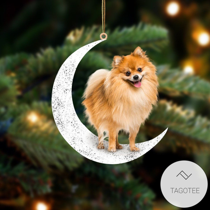Pomeranian  Sit On The Moon Ornament