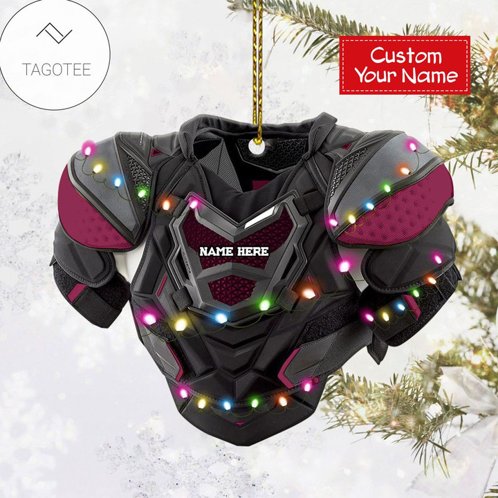 Personalized Hockey Shoulder Pink Pads With Light Christmas Ornament