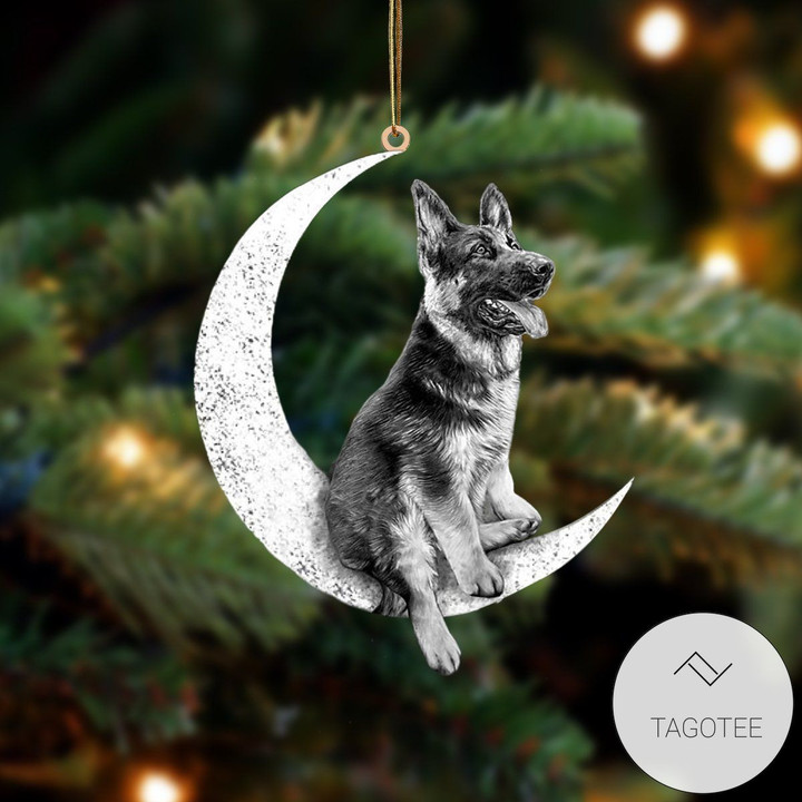German shepherd Sit On The Moon Ornament